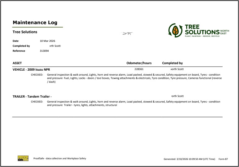 ProofSafe Completed Pre-Start